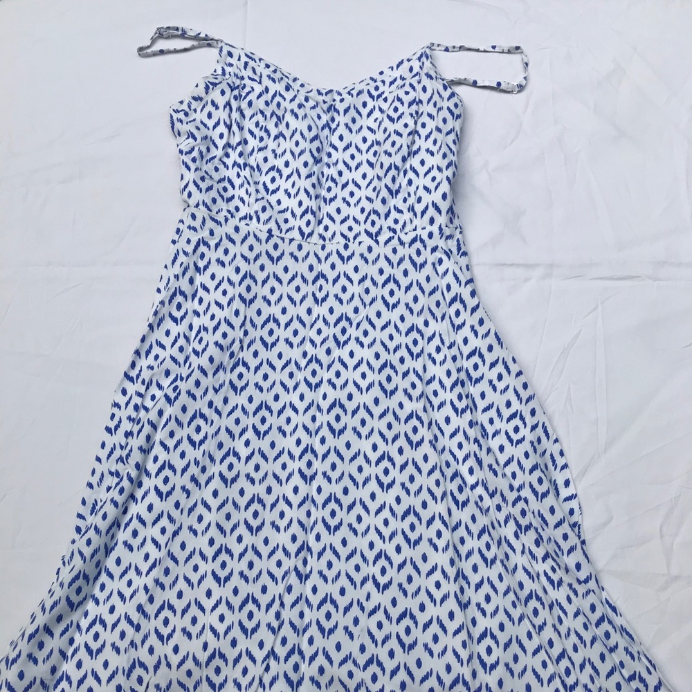 Geometric White and Blue Dress
